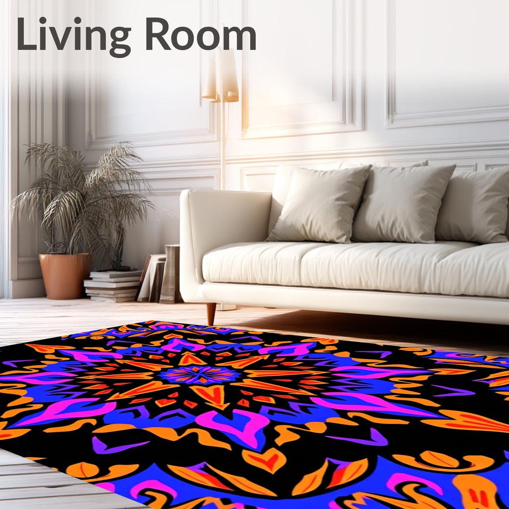 Vibrant Pink Blue Orange Starburst Rug