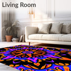 Vibrant Pink Blue Orange Starburst Rug