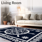 Navy White Snowflake Medallion Rug