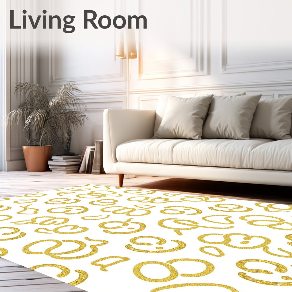 Golden Swirls Abstract Composition Rug