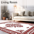 Regal Crimson Floral Medallion Border Rug