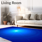 Radiant Blue Starburst Concentric Rings Rug