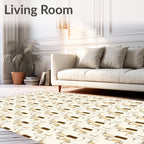 Cream Beige Geometric Block Arrangement Rug