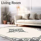 Ornate Cream and Gray Scrollwork Rug