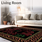 Crimson Deer With Laurel Border Rug