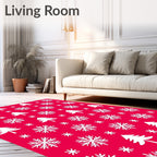 Christmas Snowflakes and Trees Rug