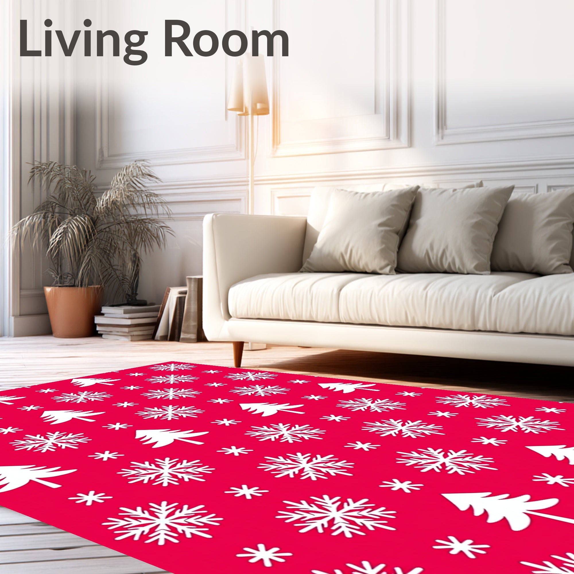 Christmas Snowflakes and Trees Rug