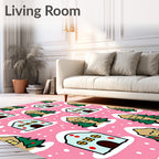 Whimsical Holiday Village Snow Scene Rug