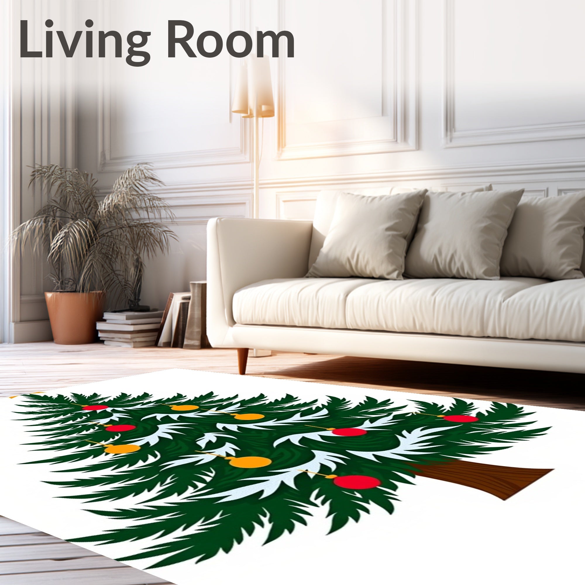 Festive Evergreen Pine Christmas Tree Rug