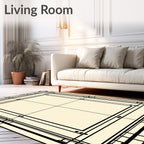 Art Deco Black Geometric Border Rug