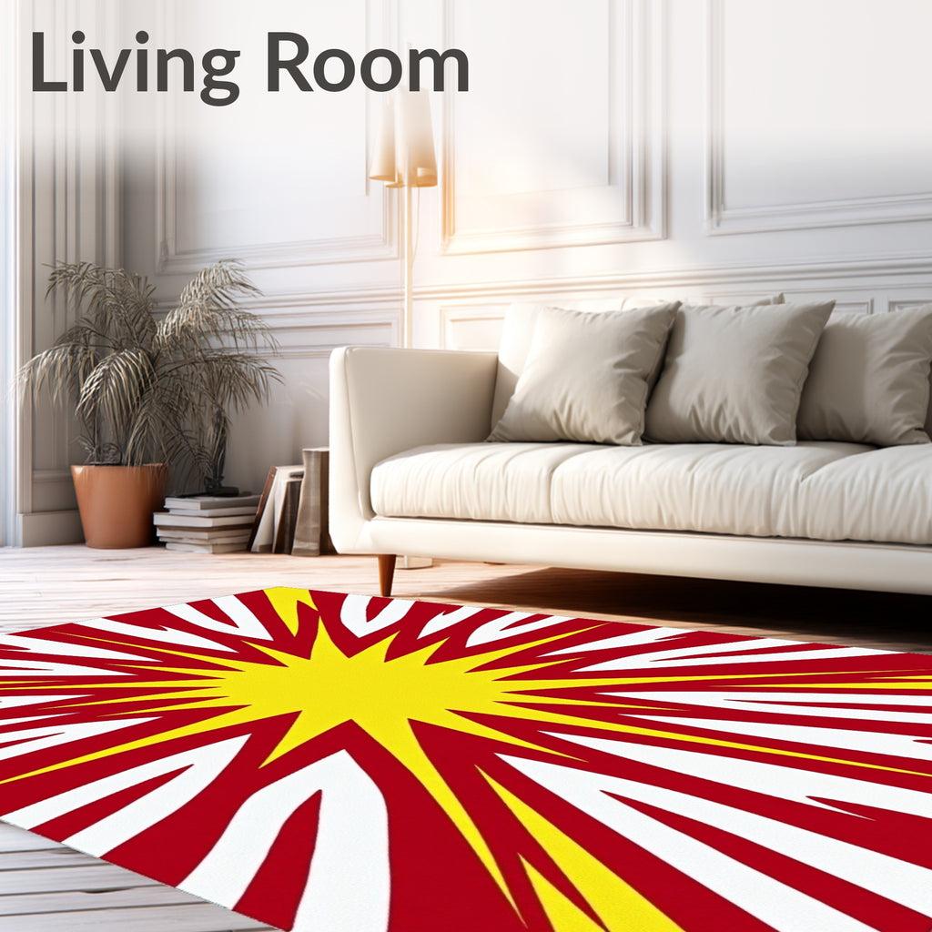 Radiant Yellow Sunburst Comic Burst Rug