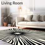 Radiant Black And Cream Sunburst Rug