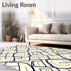 Cream Ochre Abstract Interlocking Shape Rug