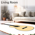 Light Beige Acoustic Guitar Floral Border Rug