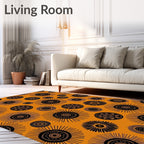 Bold Black Sunbursts Orange Medallion Rug