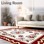 Ornate Bloom Medallion Border Accent Rug