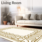 Elegant Gold Geometric Arch Border Rug