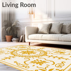 Golden Sunburst Blooms In Yellow Rug