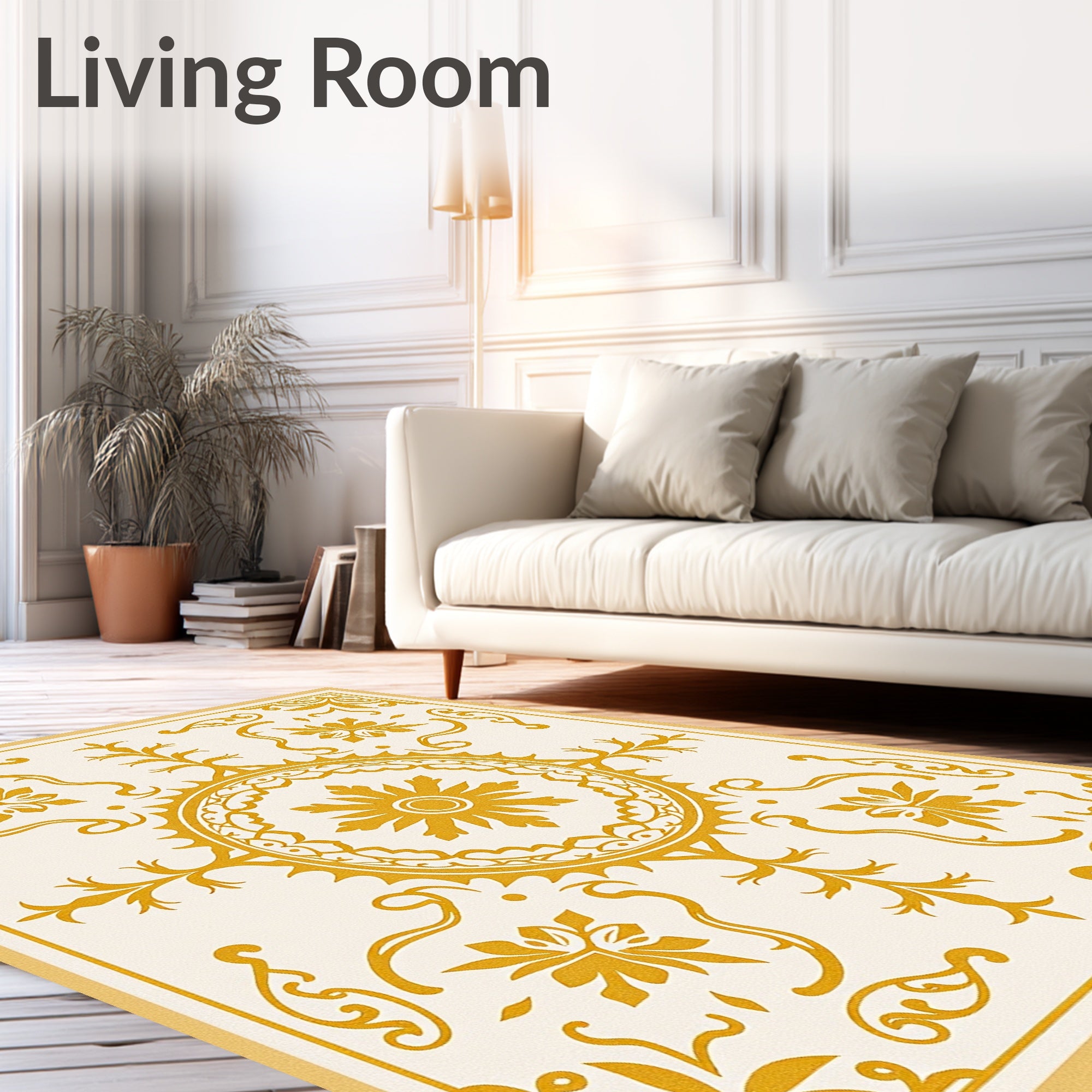 Golden Sunburst Blooms In Yellow Rug
