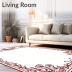 Crimson Floral Border with Vignette Rug