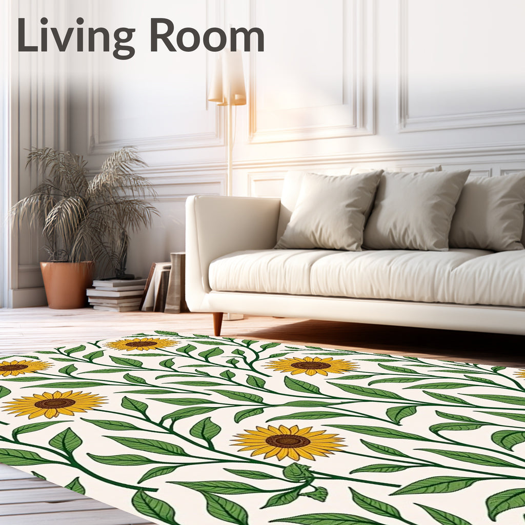 Golden Sunflower Vine Garland Rug
