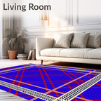 Bold Red Plaid Bordered Azure Rug