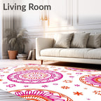 Vibrant Pink Orange Mandala Blooms Rug