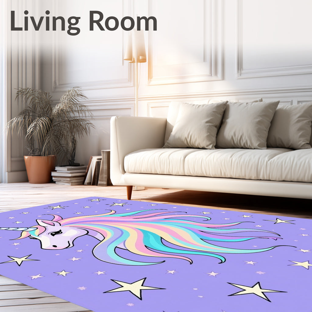 Pastel Rainbow Unicorn Starry Background Rug