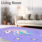 Pastel Rainbow Unicorn Starry Background Rug
