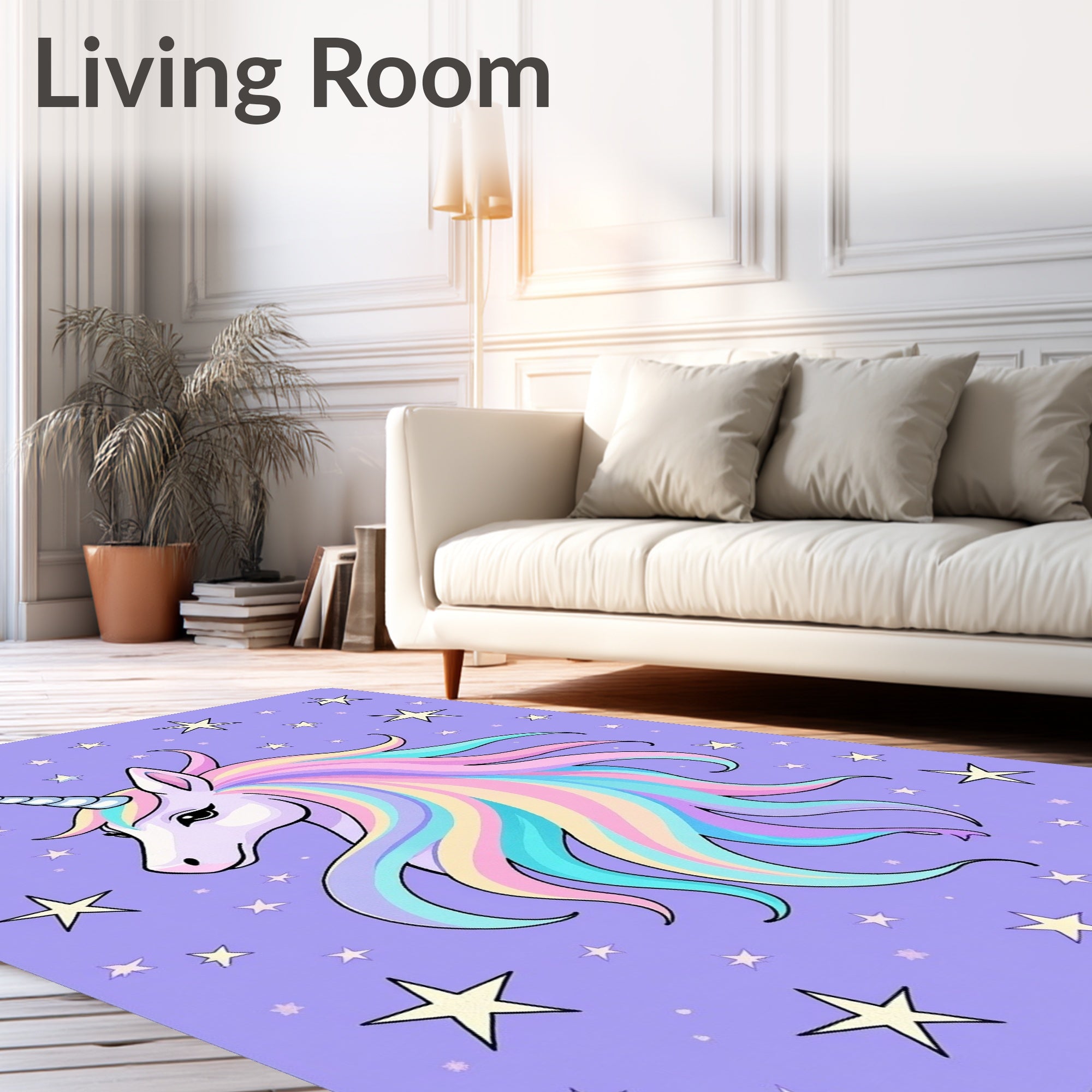 Pastel Rainbow Unicorn Starry Background Rug