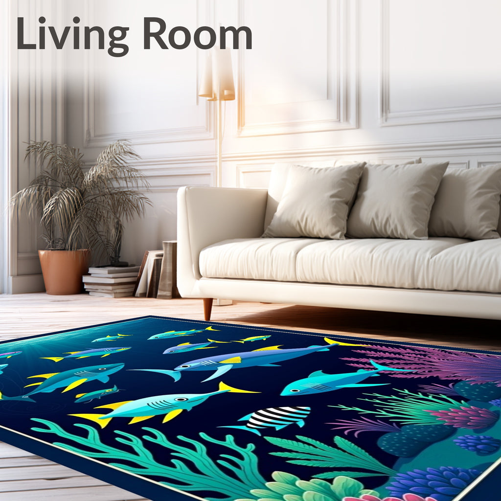 Playful Marine Life Ocean Scene Rug