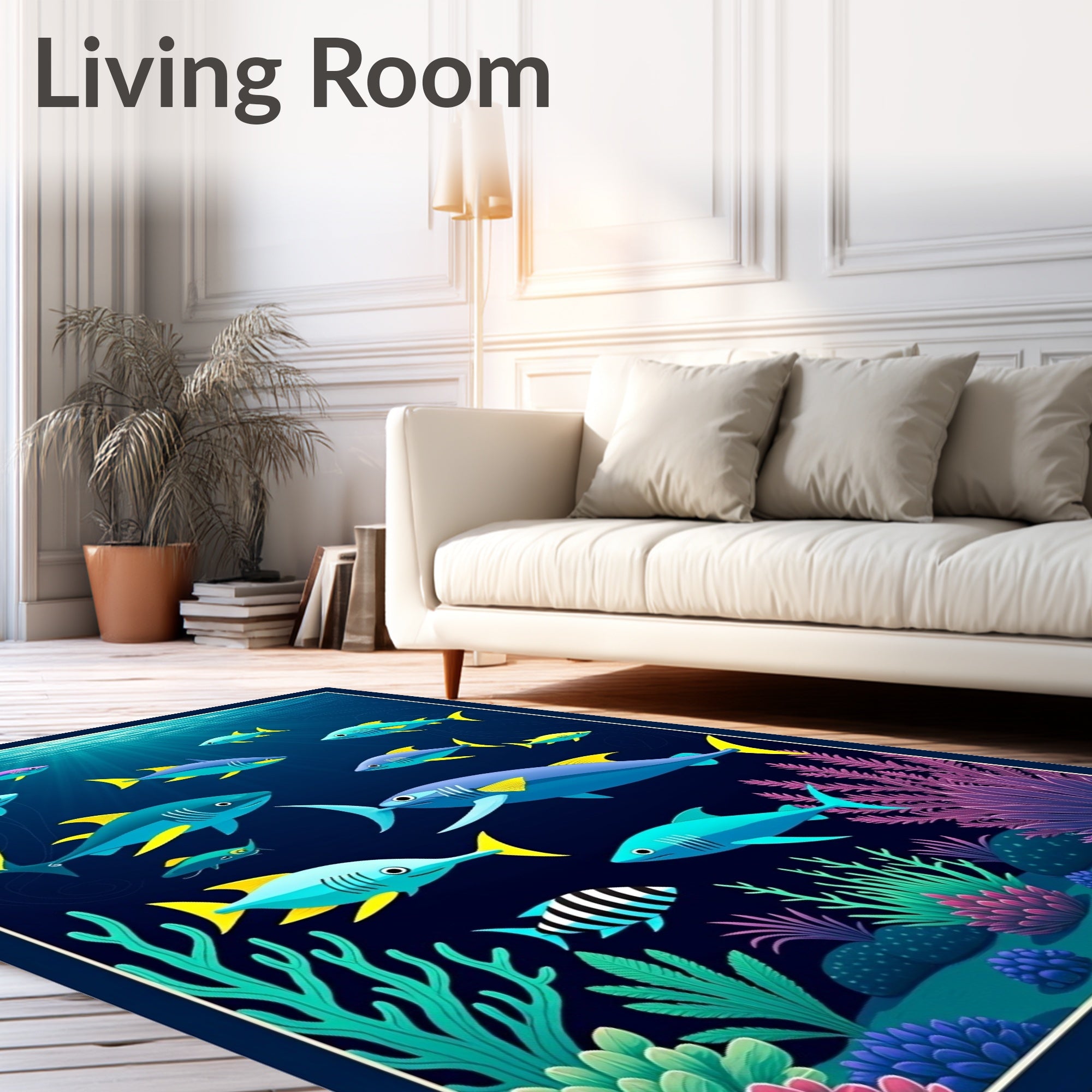 Playful Marine Life Ocean Scene Rug