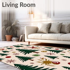 Festive Evergreen Trees and Ornaments Rug