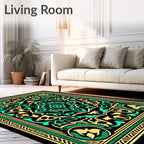Emerald Yellow Medieval Floral Medallion Rug