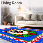 Happy Dog Wreath Blue Border Rug