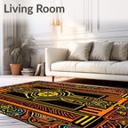 Bold Orange Yellow Black Abstract Symbol Rug