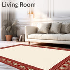 Crimson Golden Circle Border Rug