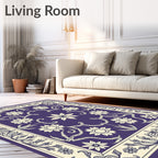 Ornate Indigo Floral Arrangement Rug