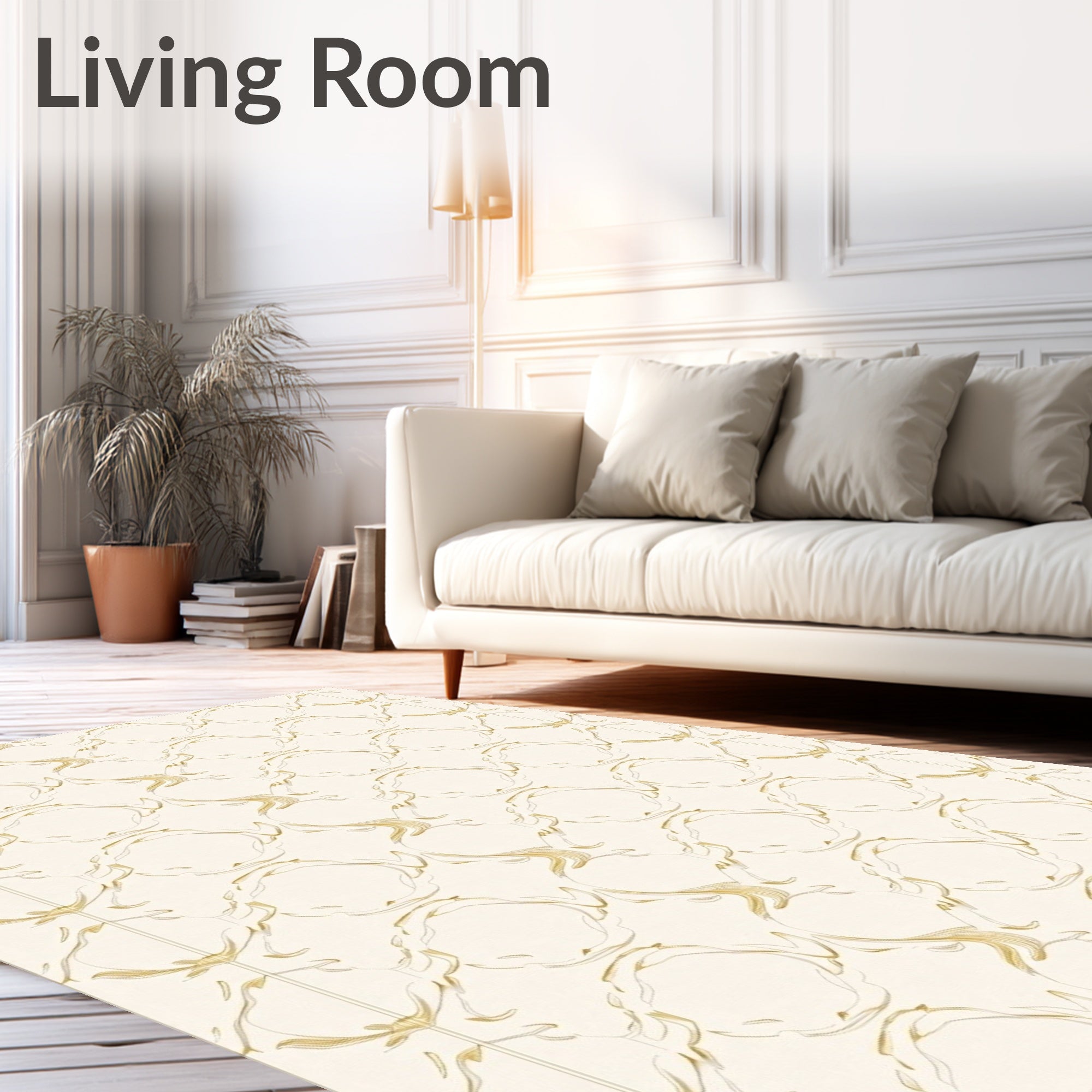 Creamy Gold Organic Interlocking Forms Rug