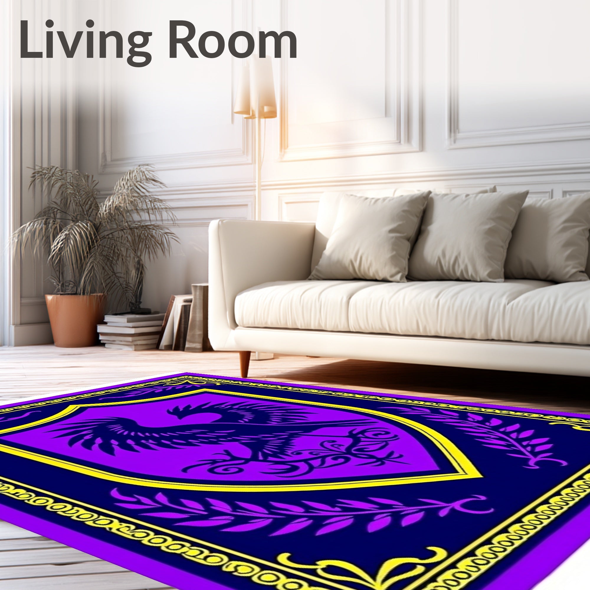 Royal Purple Blue Bird Crest Rug