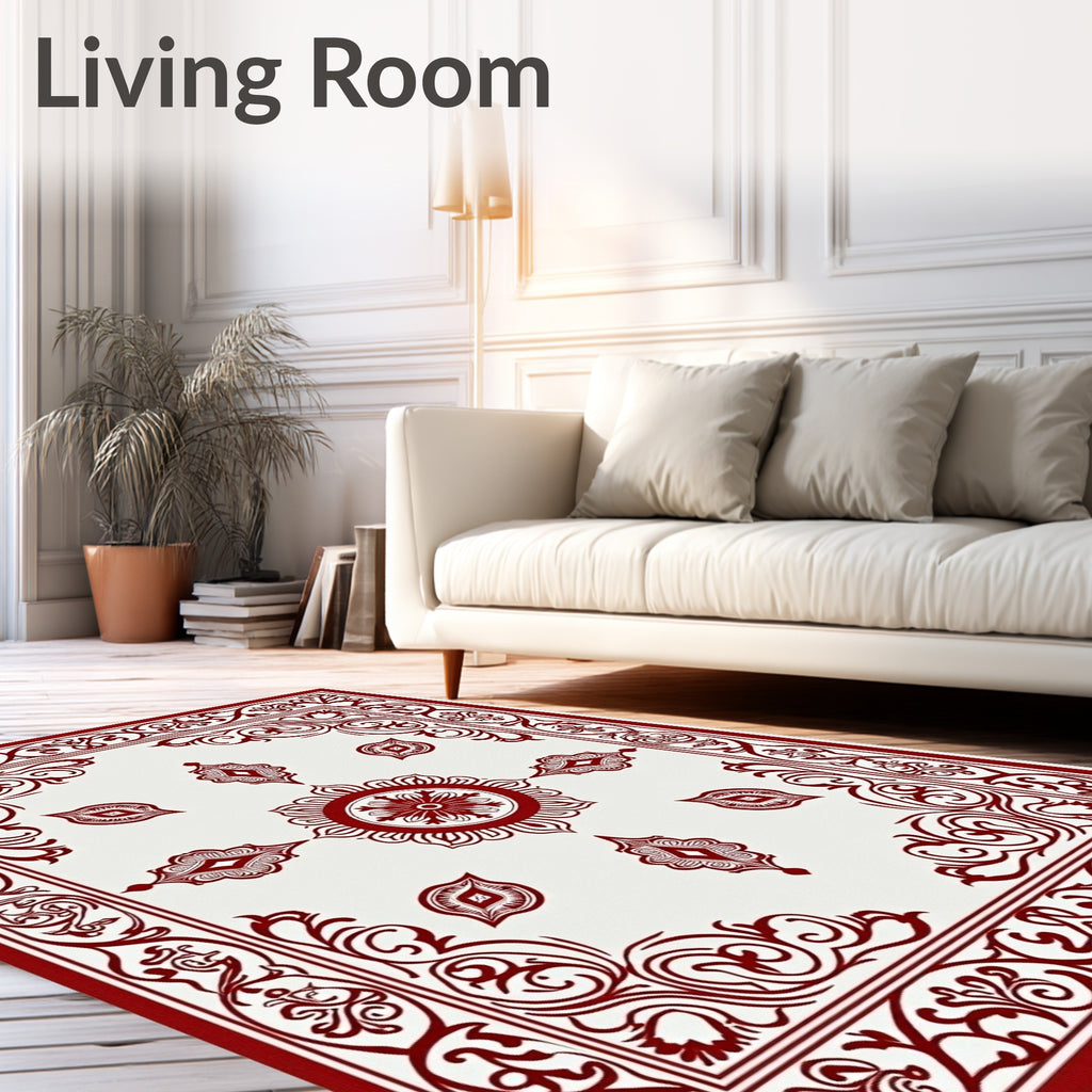 Crimson Detailed Medallion Border Rug