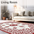 Crimson Detailed Medallion Border Rug
