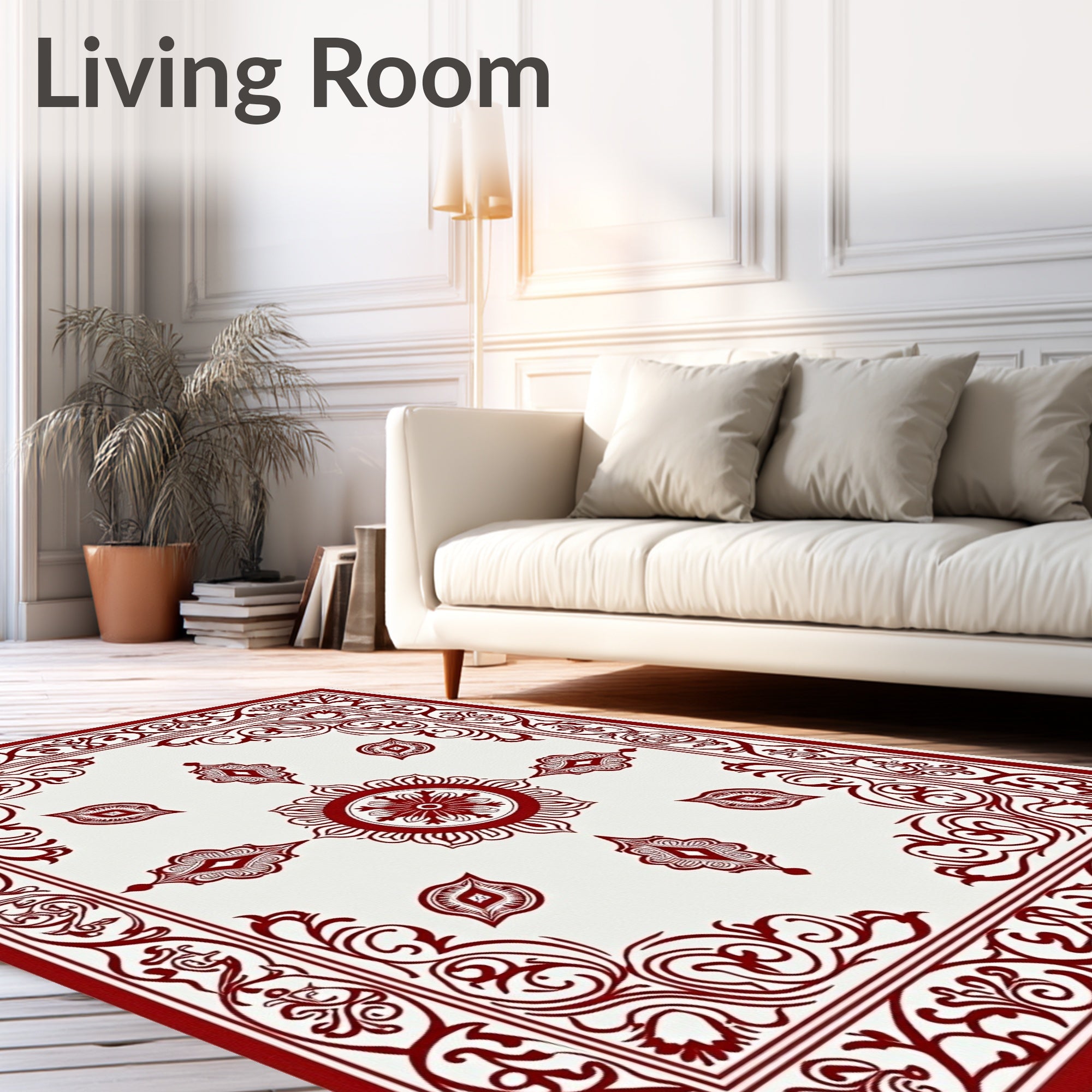 Crimson Detailed Medallion Border Rug