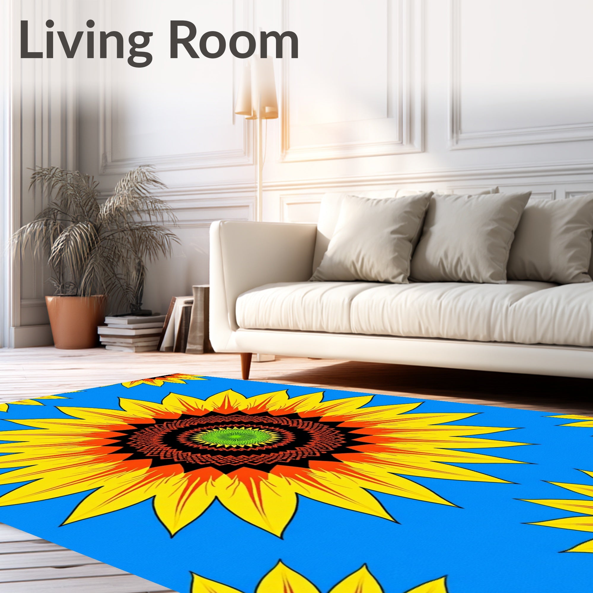 Radiant Yellow Sunflower Intricate Bloom Rug