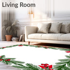Green Spruce Red Berries Border Rug