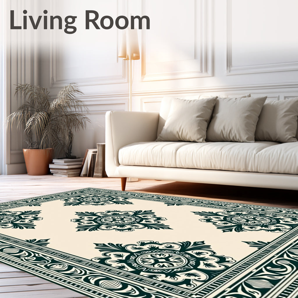 Classic Emerald Medallion Border Rug