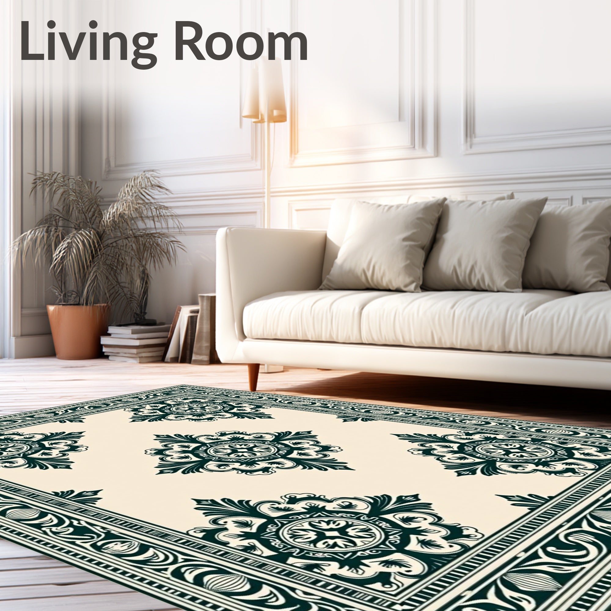 Classic Emerald Medallion Border Rug