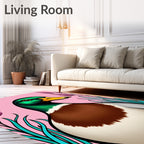 Vibrant Green Duck Pink Floral Rug