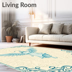 Winged Angel With Blue Scroll Border Rug