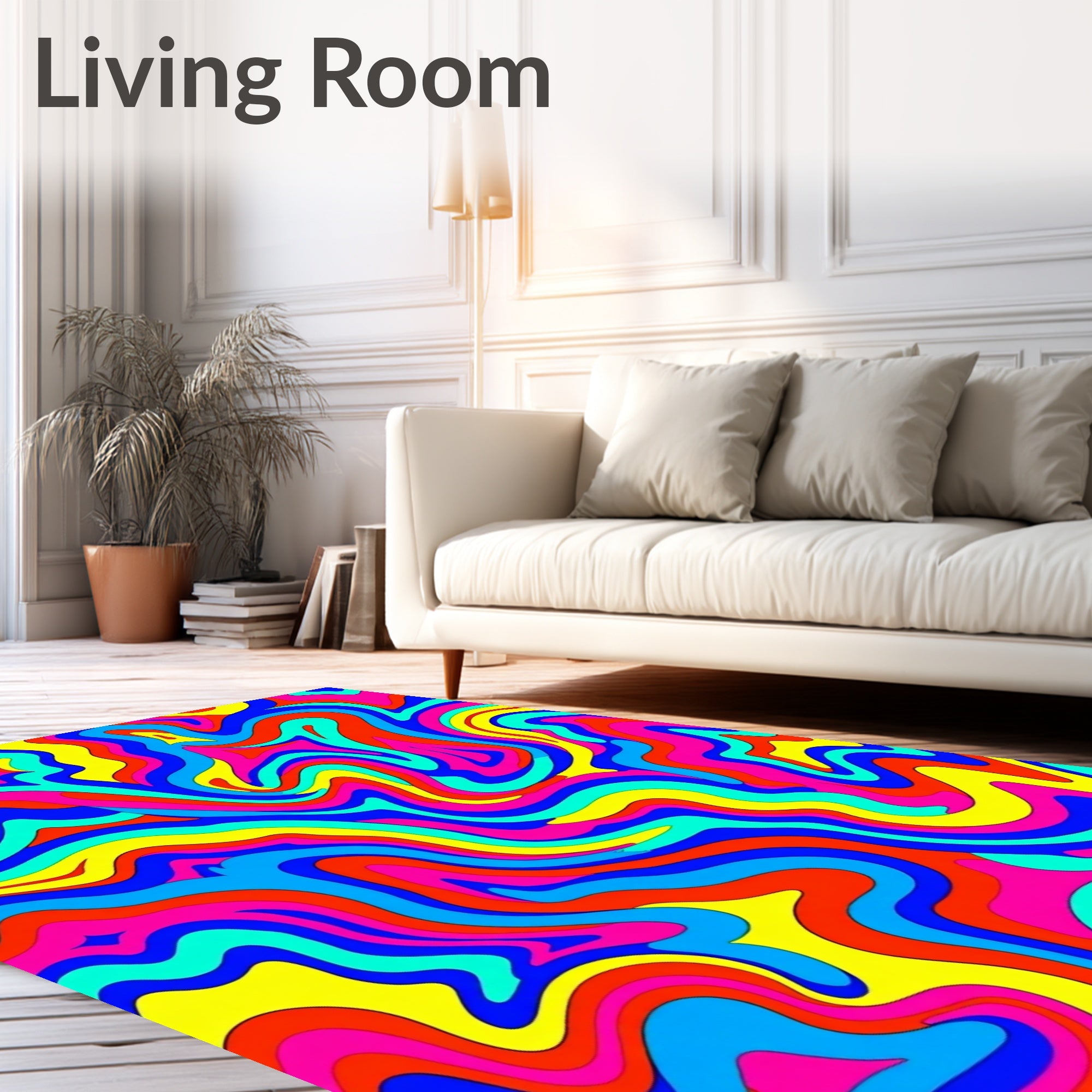 Vibrant Retro Swirl Multi Color Rug